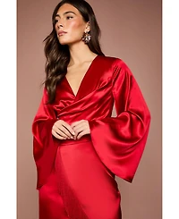 Coast Women's Satin Fringed V-Neck Wrap Dress