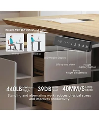 logicfox Executive Office Desk Adjustable Height with Drawers Outlet Storage Shelve