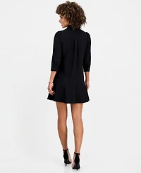 Robbie Bee Women's Collared 3/4-Sleeve Flared-Hem Dress