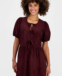 Robbie Bee Women's Bow-Front Puff-Sleeve Dress