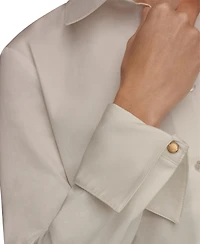 Donna Karan New York Women's Mixed Media Long-Sleeve Poplin Shirt