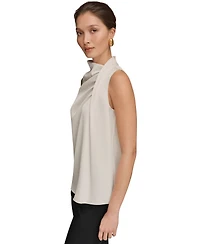 Donna Karan New York Women's Sleeveless Twist-Front Drape Blouse