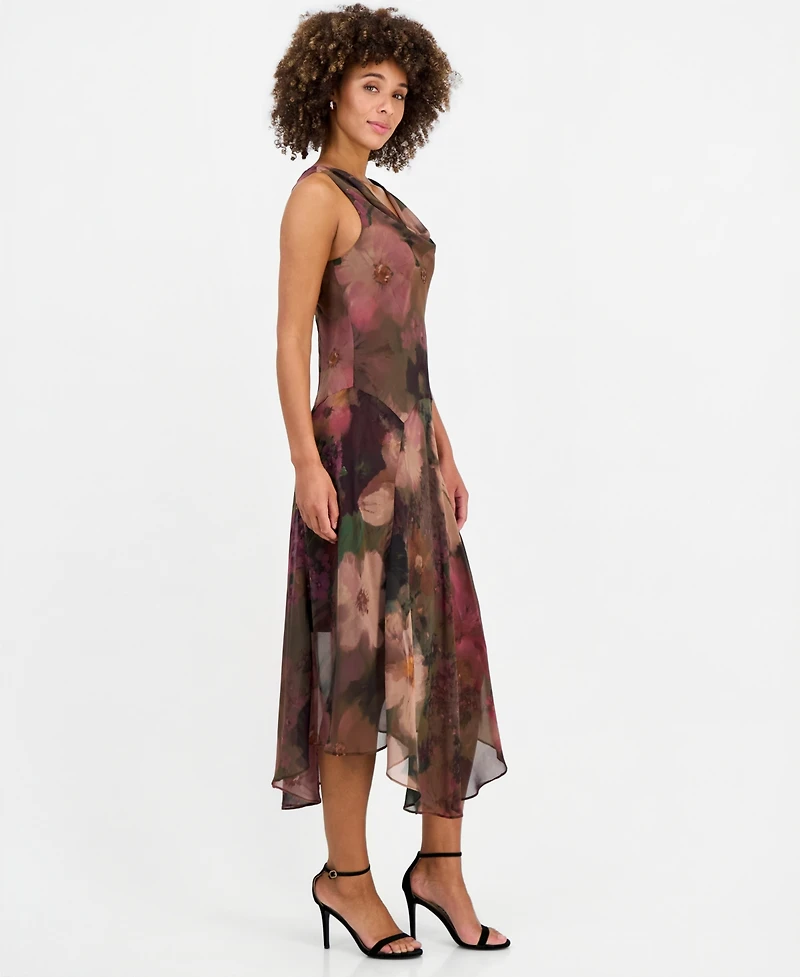 Robbie Bee Women's Cowlneck Sleeveless Midi Dress