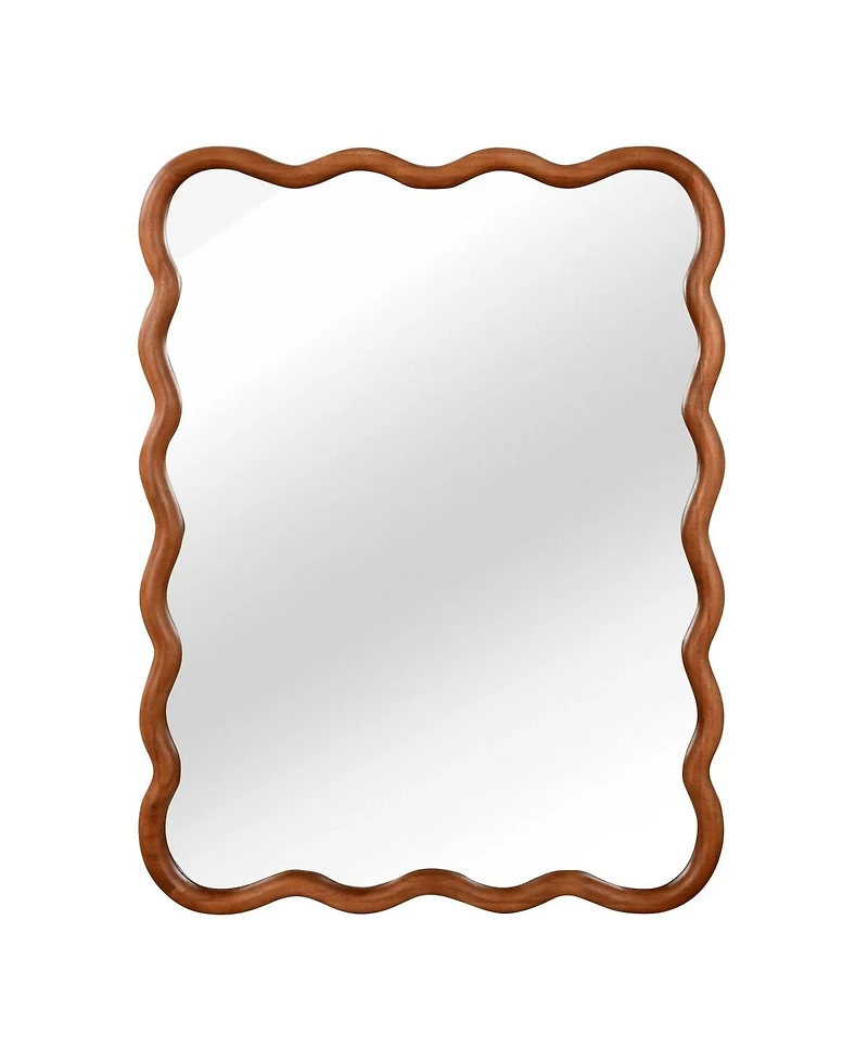 Laoties 30" x 40" Wavy Wall Mirror, Solid Wood Bathroom Vanity Mirror for Bedroom, Entryway and Living Room