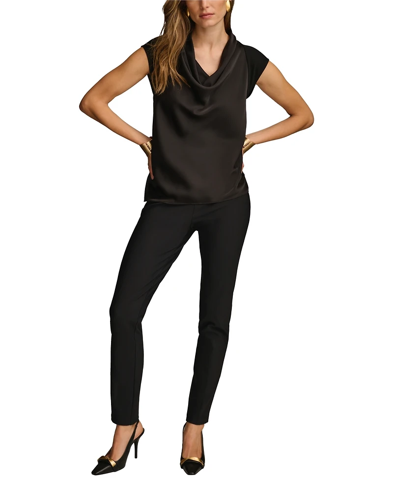 Donna Karan New York Women's Cowl-Neck Cap-Sleeve Top