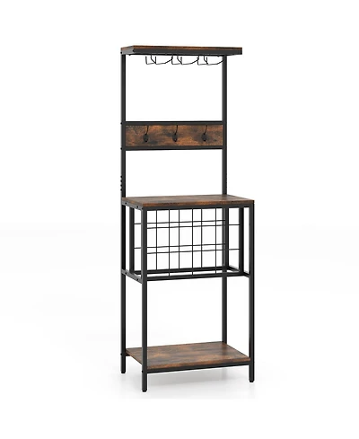 Slickblue Floor Standing Wine Bar Cabinet with Wine Rack and Glass Storage Racks