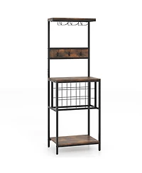 Slickblue Floor Standing Wine Bar Cabinet with Wine Rack and Glass Storage Racks