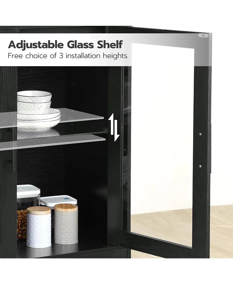 Slickblue Modern Bar Cabinet with Wine Glass Holder, Led Light and Power Outlet