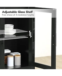 Slickblue Modern Bar Cabinet with Wine Glass Holder, Led Light and Power Outlet