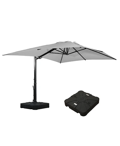 Mondawe 10x13Feet Cantilever Patio Umbrella with Diy Drape Hook and Base