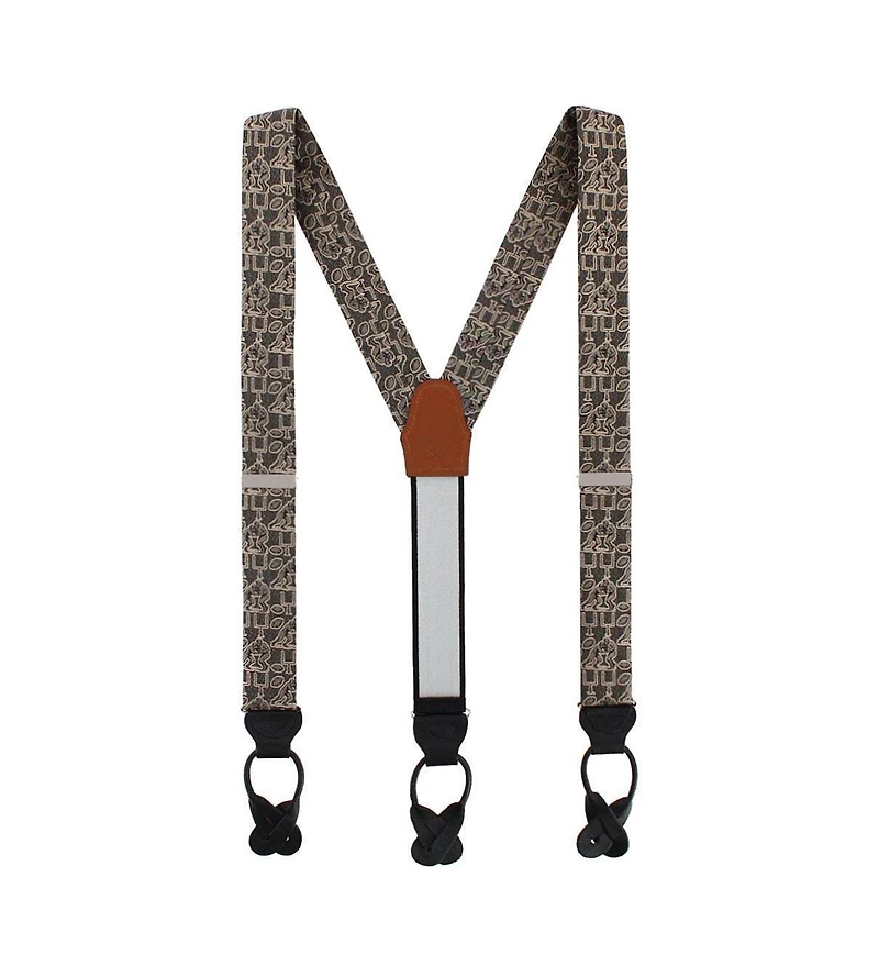 Trafalgar Men's Field Goal Football Themed Novelty Silk Button End Suspenders