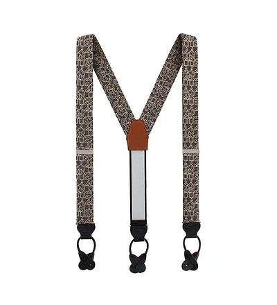 Trafalgar Men's Field Goal Football Themed Novelty Silk Button End Suspenders