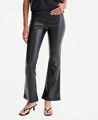 Bar Iii Women's High-Rise Faux Leather Flare-Leg Ankle Pants, Macy's Exclusive