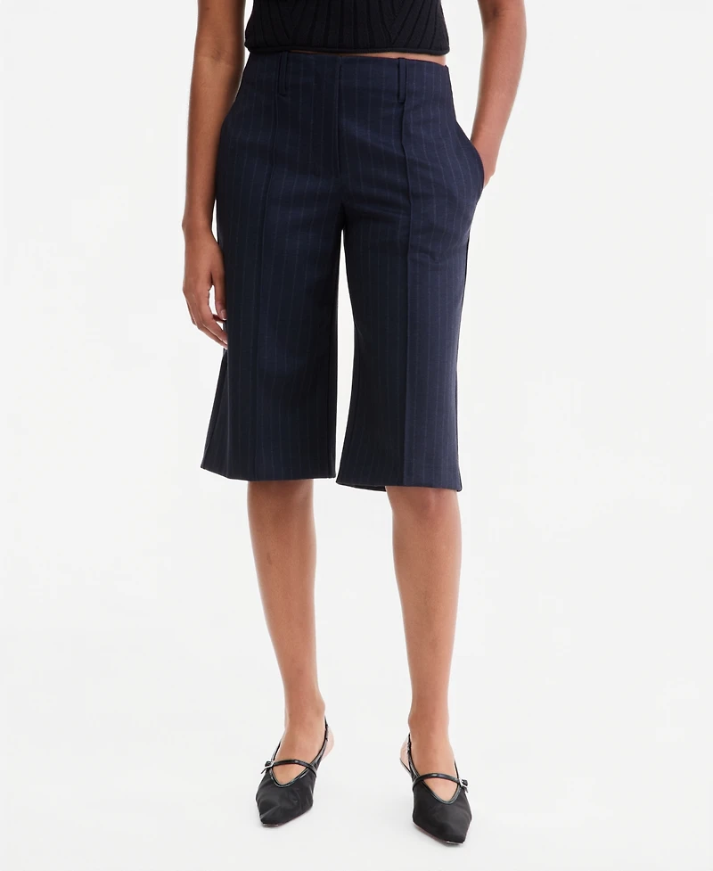 Bar Iii Women's Pinstripe High-Rise Knee-Length Shorts, Macy's Exclusive