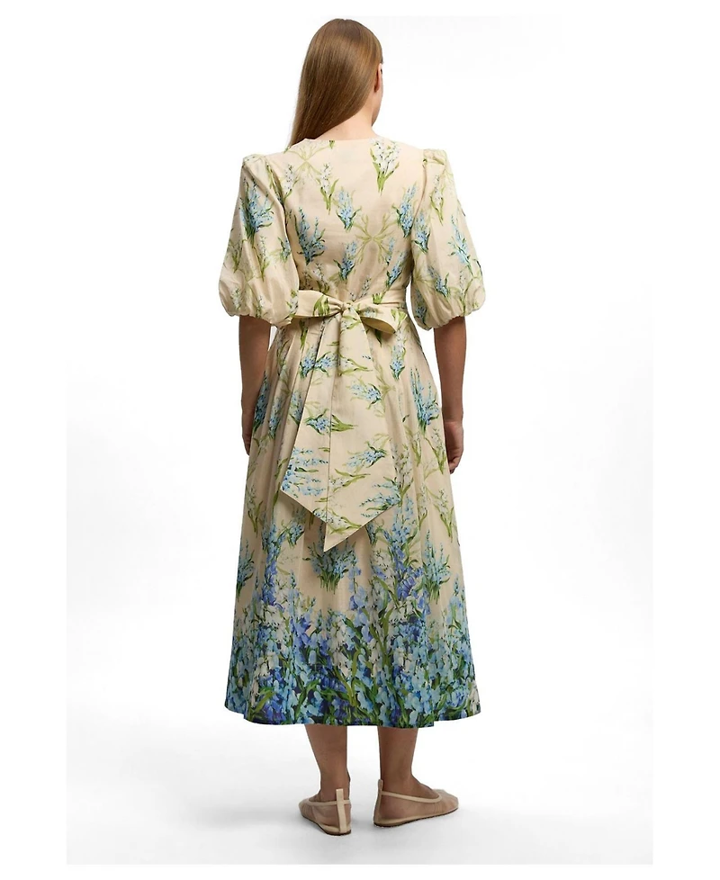 Karen Millen Women's Floral Puff Sleeve Midi Dress