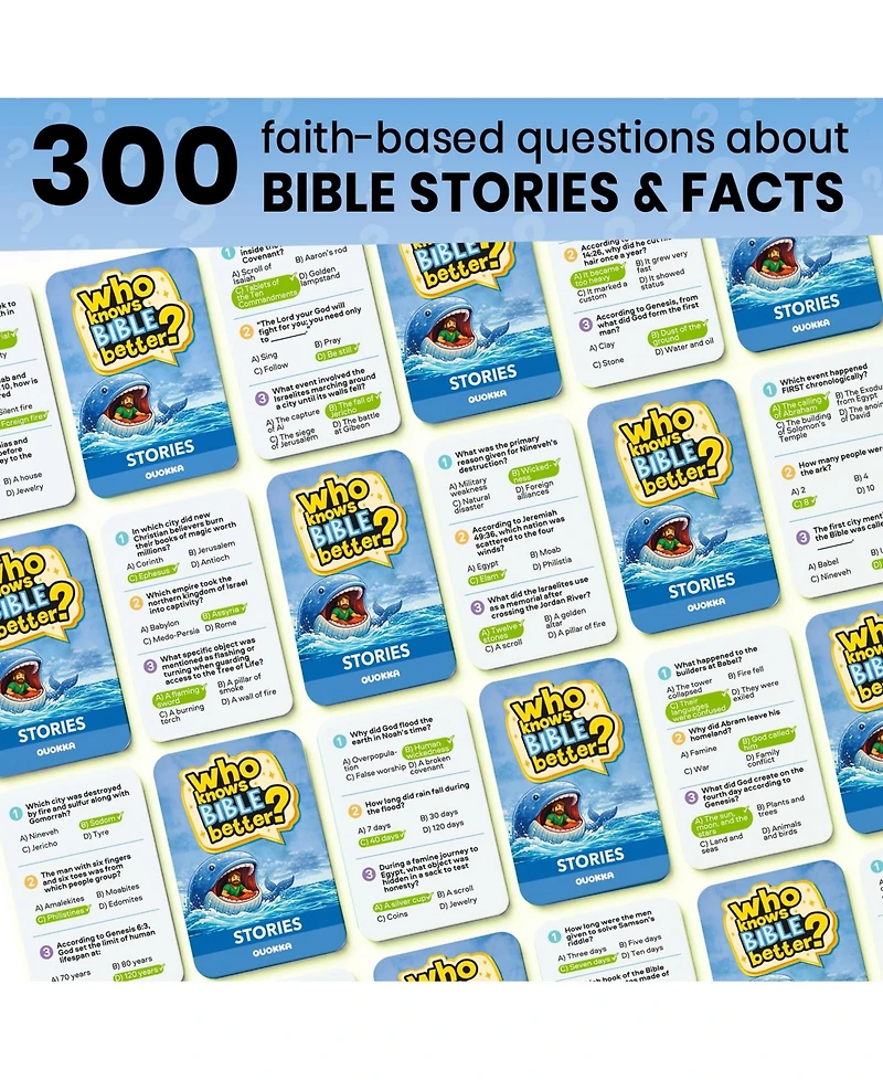 Quokka Trivia Card Games for Family - Bible and Generations Collections with 300 to 900 Questions Game Night Sunday School