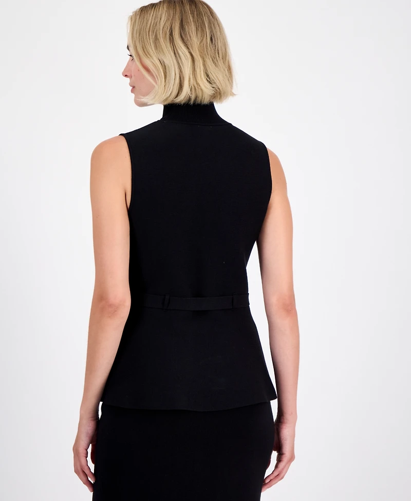 Anne Klein Women's Sleeveless Belted Peplum-Hem Top