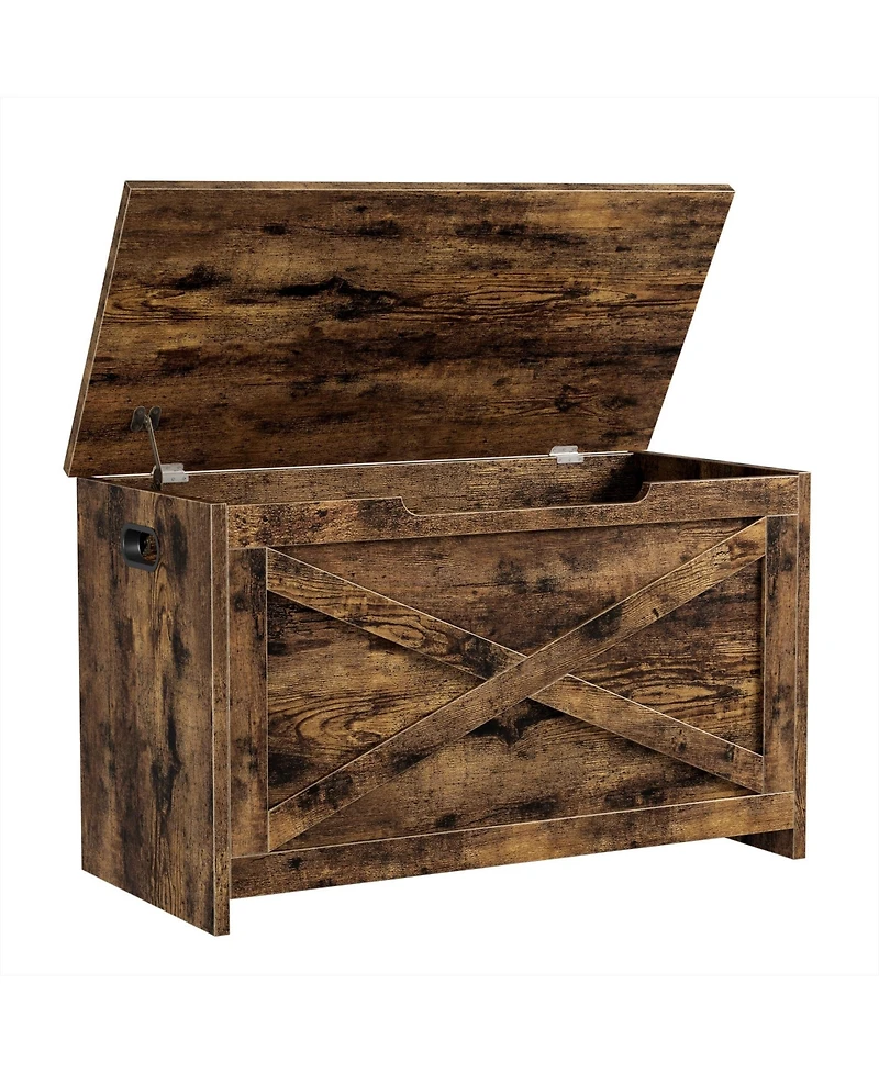 homfan Spacious Wooden Storage Chest – 30 Inch Lift-Top Entryway Shoe Organizer Bench with Safety Hinge Easy Assembly for Bedroom, Living Room
