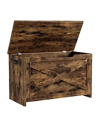 homfan Spacious Wooden Storage Chest – 30 Inch Lift-Top Entryway Shoe Organizer Bench with Safety Hinge Easy Assembly for Bedroom, Living Room