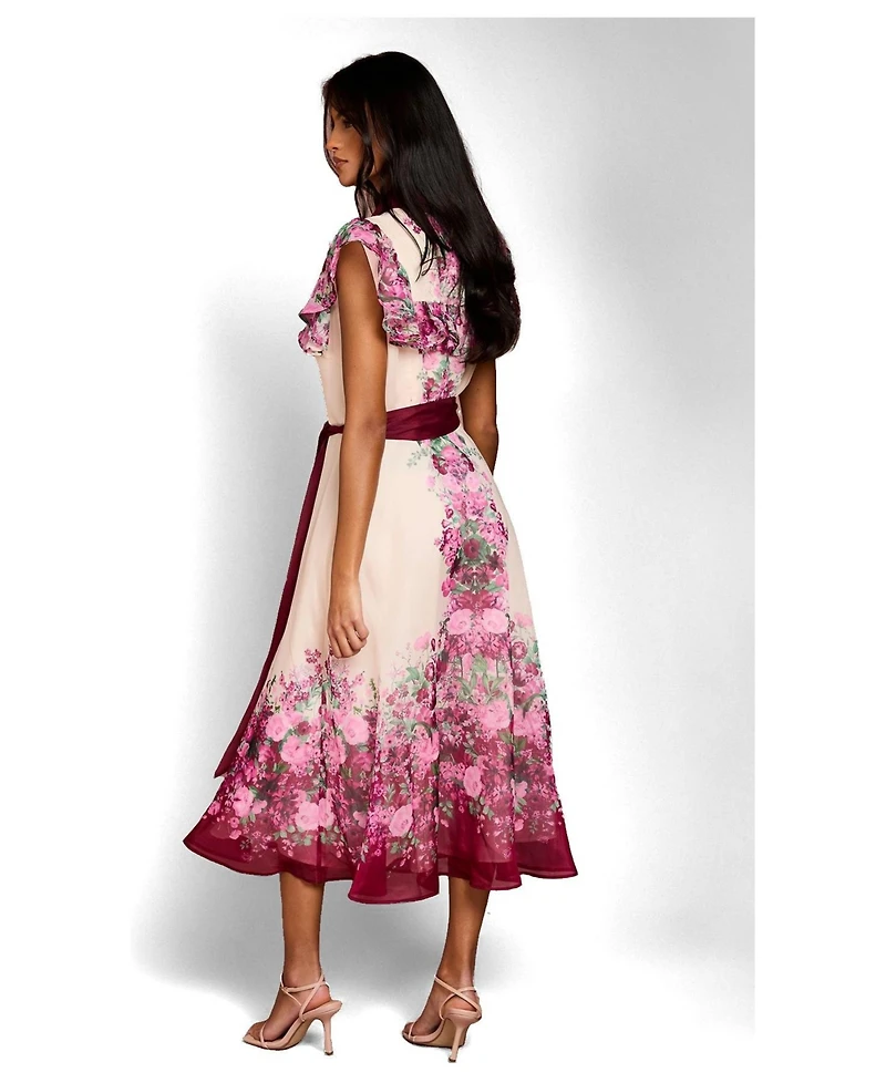 Coast Petite Floral Frill Collard Midi Dress