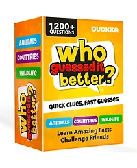 Quokka Who Guess It Better Card Games for Kids Ages 6+ - Educational Guessing Game with Animal and Country Visual Clues, Screen-Free Travel