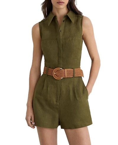 Reiss Women's Taylor Linen Belted Playsuit