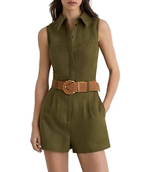 Reiss Women's Taylor Linen Belted Playsuit