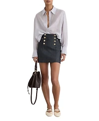 Reiss Women's Skylar Button Detail Denim Mini Skirts