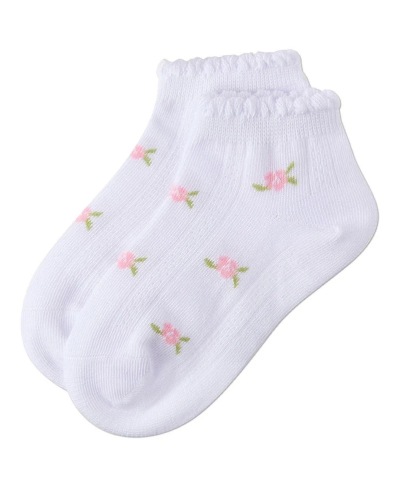 MeMoi Baby Girl's Cotton-Rich Scallop-Trim Ankle Sock with Mini-Floral Pattern