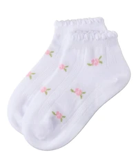 MeMoi Baby Girl's Cotton-Rich Scallop-Trim Ankle Sock with Mini-Floral Pattern