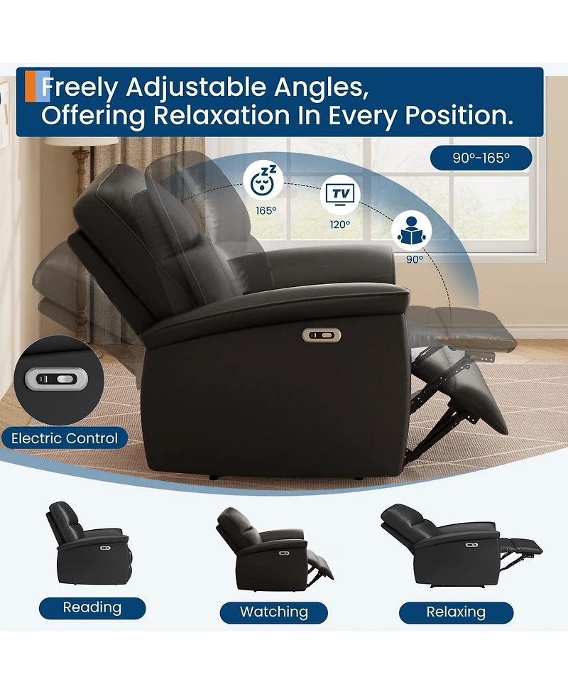 homfan 270degree(s) Swivel Power Recliner Chair for Living Room - 38.6" Wide Pu Leather Electric Sofa- Infinite Reclining Positions