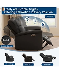 homfan 270degree(s) Swivel Power Recliner Chair for Living Room - 38.6" Wide Pu Leather Electric Sofa- Infinite Reclining Positions