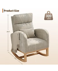 homfan Modern Rocking Recliner Chair for Living Room, Bedroom - Adjustable Glider with Armrest Pocket and Pillow Pu Leather or Sherpa Upholstered