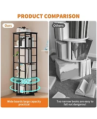 homfan 4-Tier 360 Degree Rotating Bookshelf, Slim Metal Frame Multi-Purpose Storage Display Rack for Home Decor