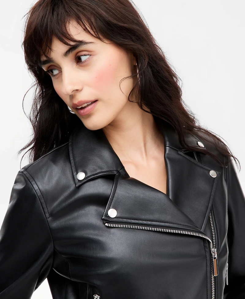 I.n.c. International Concepts Women's Faux-Leather Moto Jacket, Macy's Exclusive