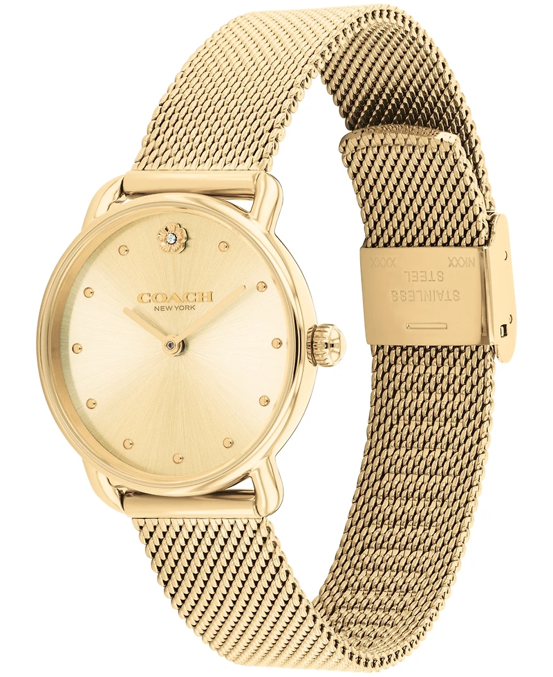 Coach Women's Elliot Gold-Tone Stainless Steel Mesh Bracelet Watch 28mm