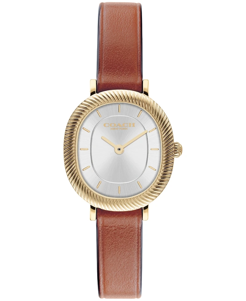 Coach Women's Harlow Saddle Leather Strap Watch 23.8mm