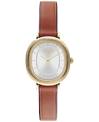 Coach Women's Harlow Saddle Leather Strap Watch 23.8mm