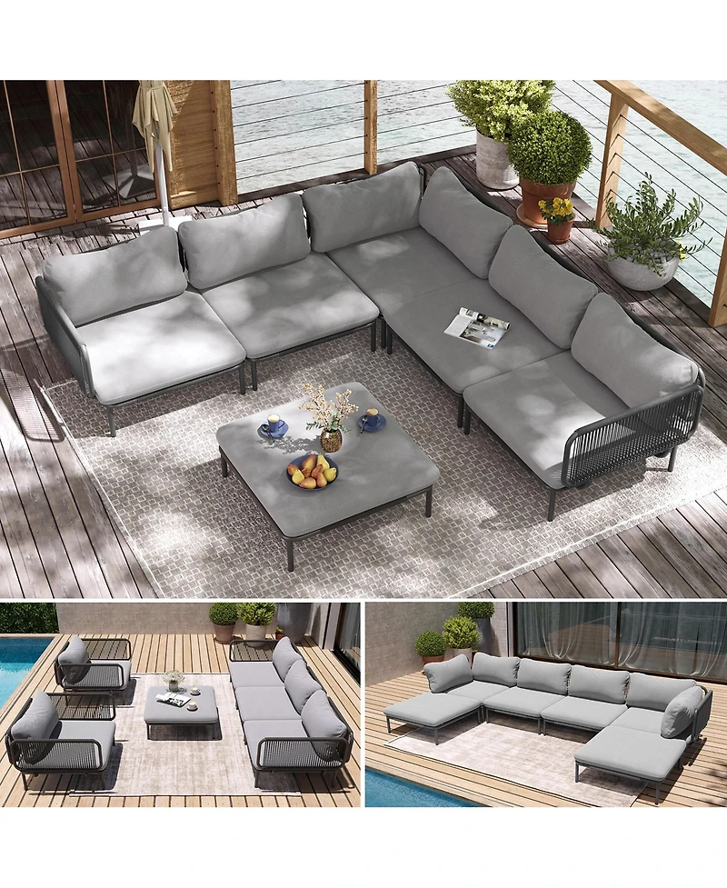 Pellebant Outdoor Patio Cushion Sectional Sofa Set Furniture Diy Free Combination