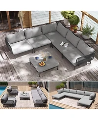Pellebant Outdoor Patio Cushion Sectional Sofa Set Furniture Diy Free Combination