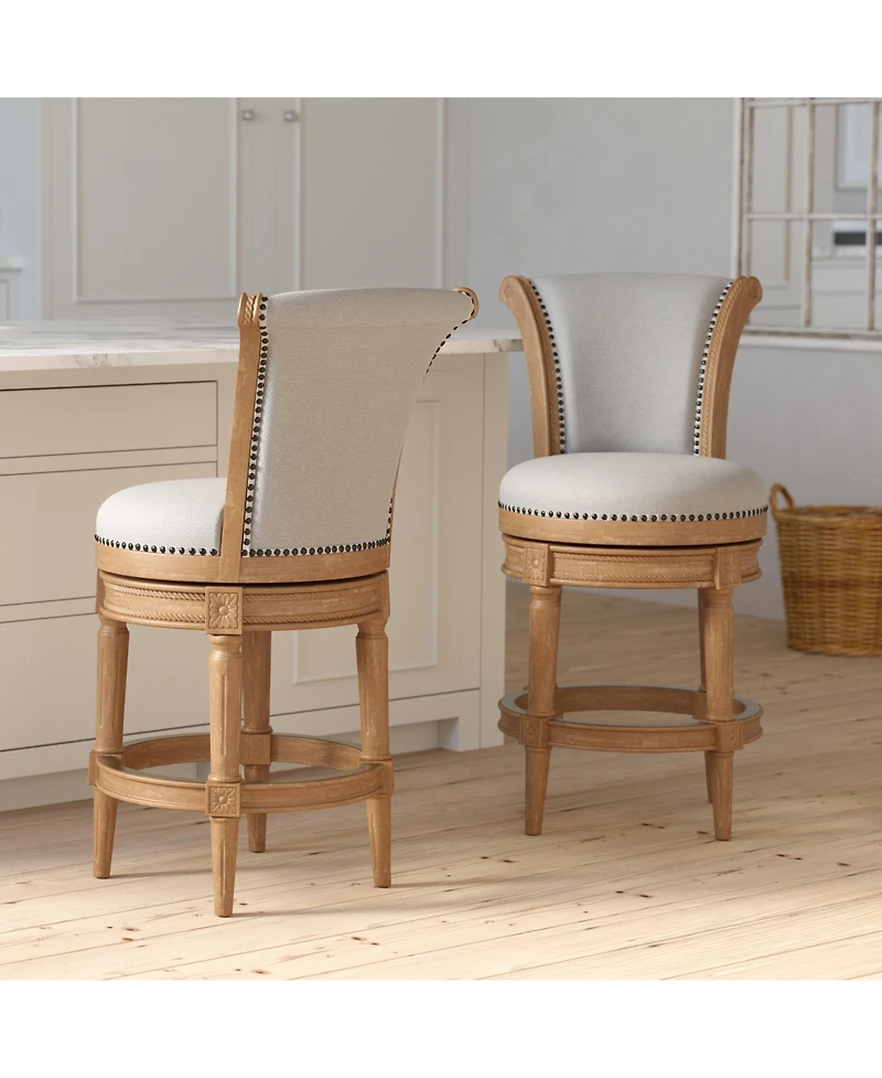 Clihome 1 Piece Inch Wood Bar-Height Swivel Barstool with High-Back
