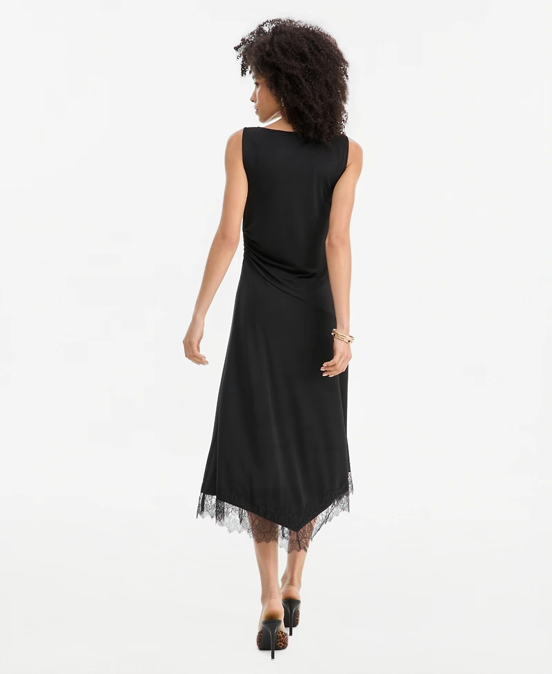I.n.c. International Concepts Women's Lace-Trim Asymmetrical-Hem Sleeveless Midi Dress, Macy's Exclusive