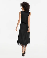 I.n.c. International Concepts Women's Lace-Trim Asymmetrical-Hem Sleeveless Midi Dress, Macy's Exclusive