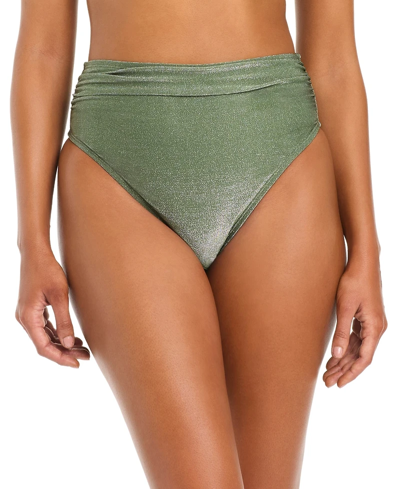 Bar Iii Women's Shimmer Core Solids High Rise Swim Bottoms, Macy's Exclusive