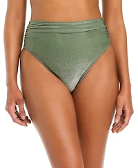 Bar Iii Women's Shimmer Core Solids High Rise Swim Bottoms, Macy's Exclusive