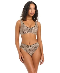 Bar Iii Women's Can't Be Tamed Shirred Front V-Neck Bikini Top, Macy's Exclusive
