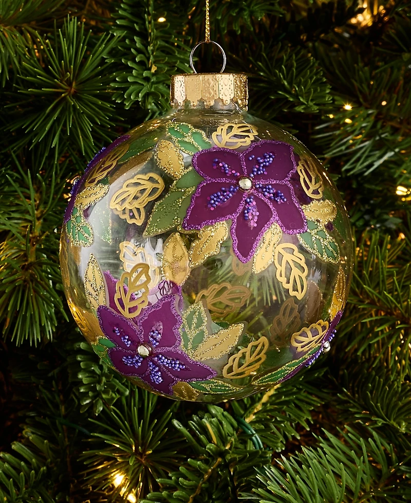 Holiday Lane Enchanted Forest Floral Ball Ornament, Macy's Exclusive