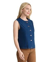 Jones New York Petite Sleeveless Woven Denim Vest