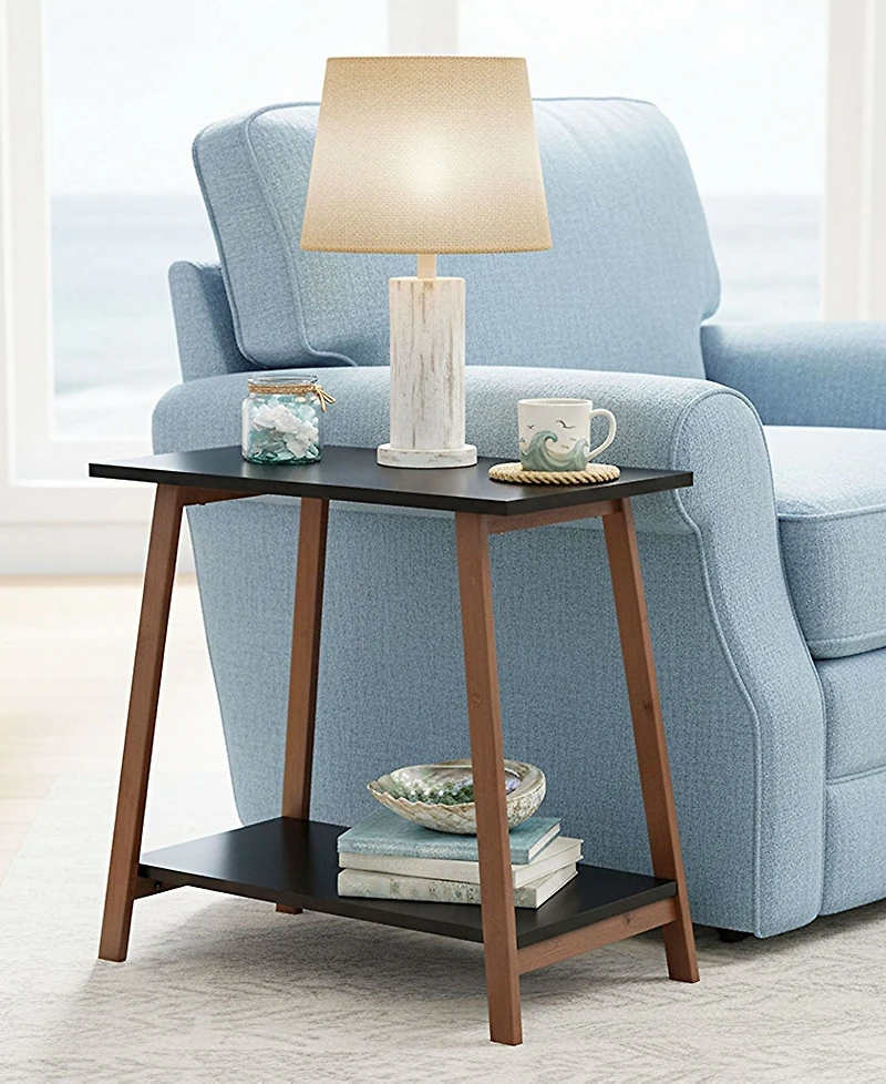 Fairway Avenue Home 22" Bamboo Wood Rectangle 2-Tier Narrow Recliner Table