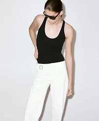 Mango Women's Belt Straight-Fit Pants